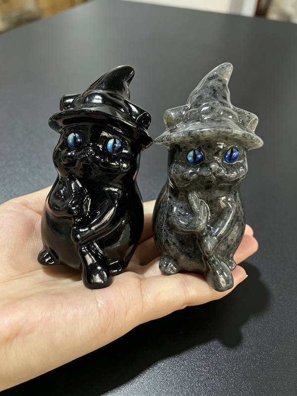 7cm Cat Witch Carving
