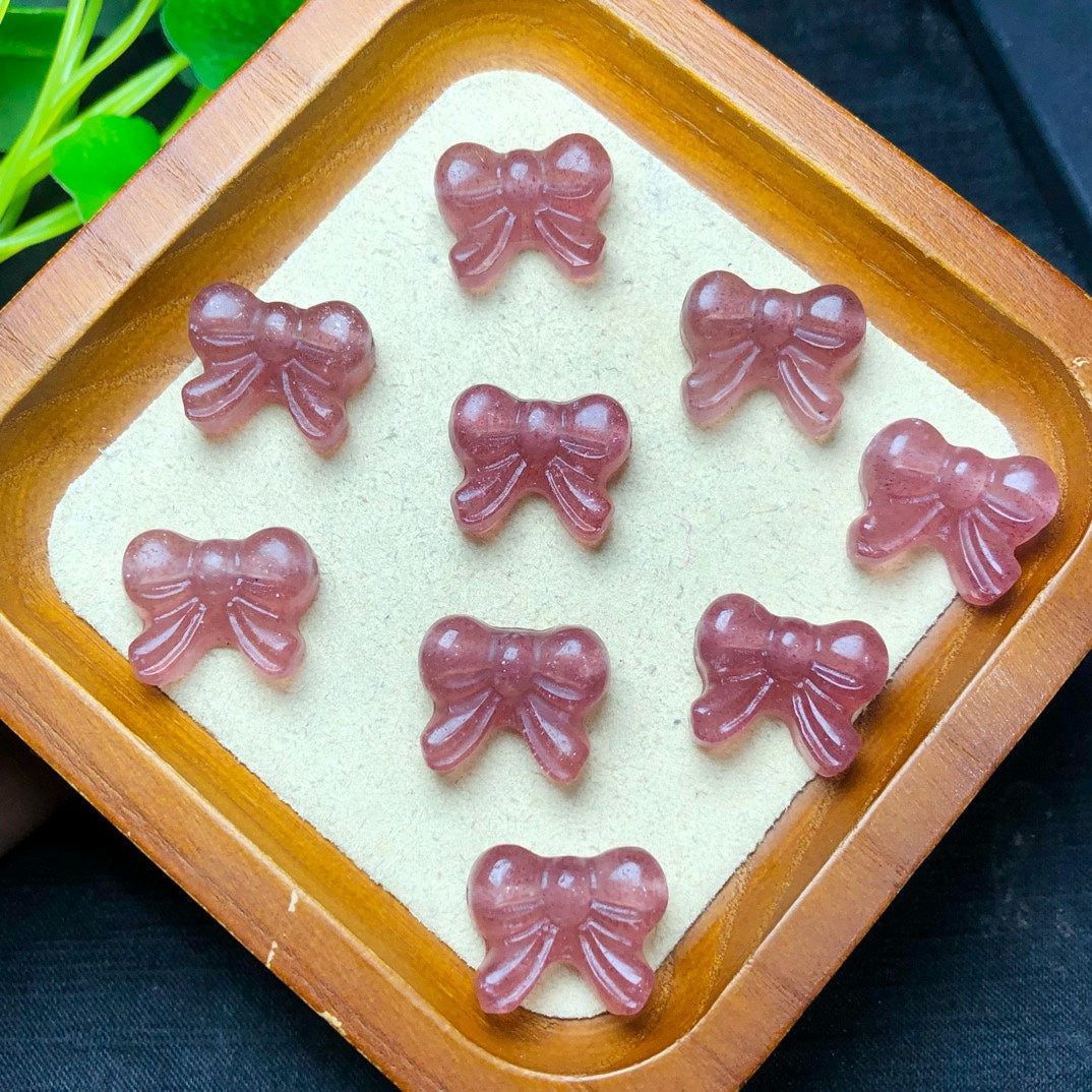 Natural Strawberry Quartz Bow Jewelry Charms