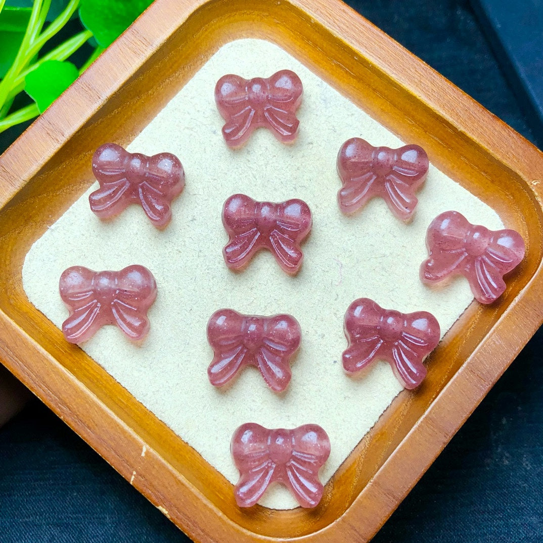 Natural Strawberry Quartz Bow Jewelry Charms