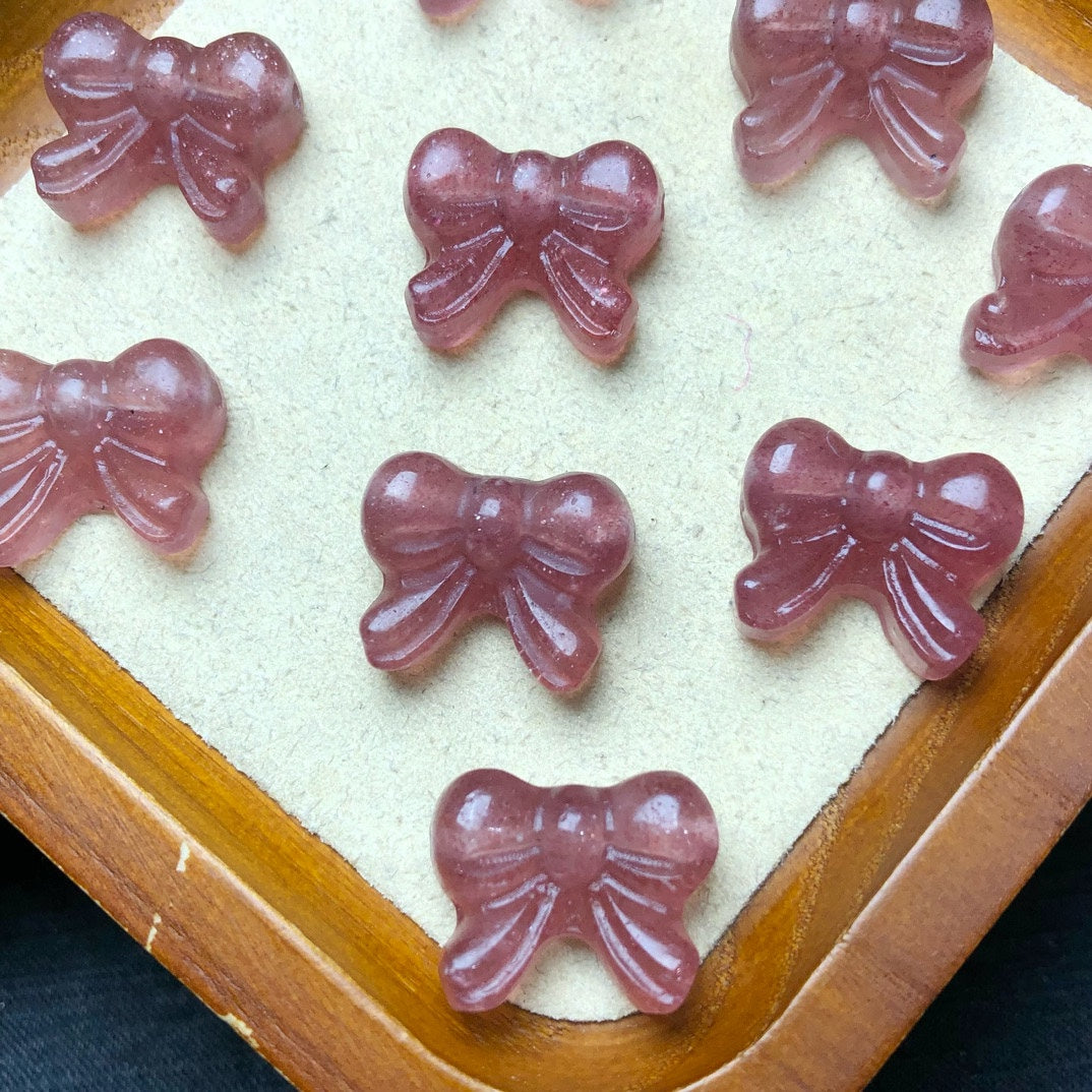 Natural Strawberry Quartz Bow Jewelry Charms