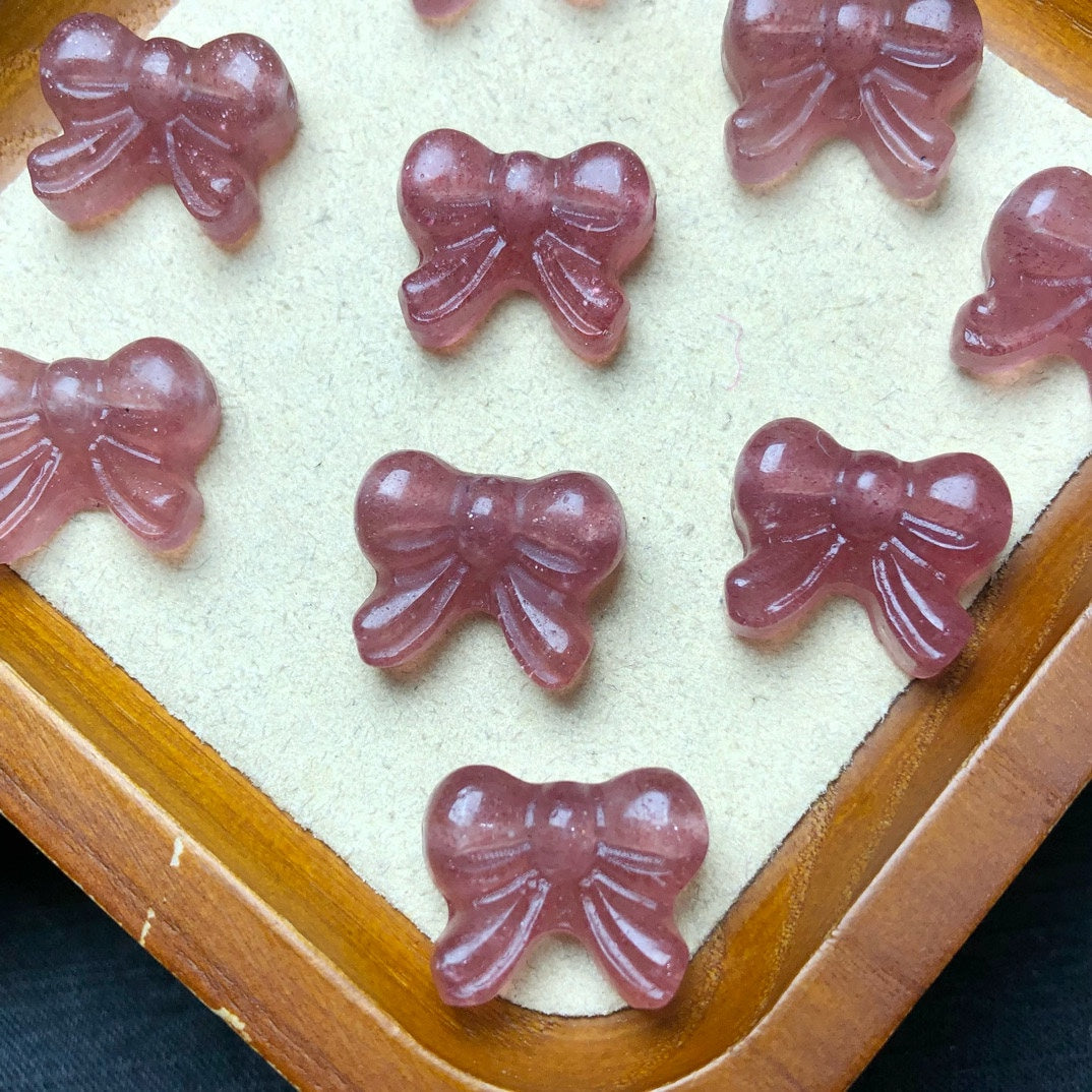 Natural Strawberry Quartz Bow Jewelry Charms