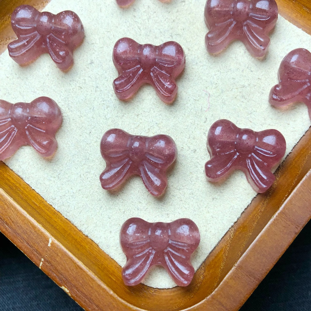 Natural Strawberry Quartz Bow Jewelry Charms