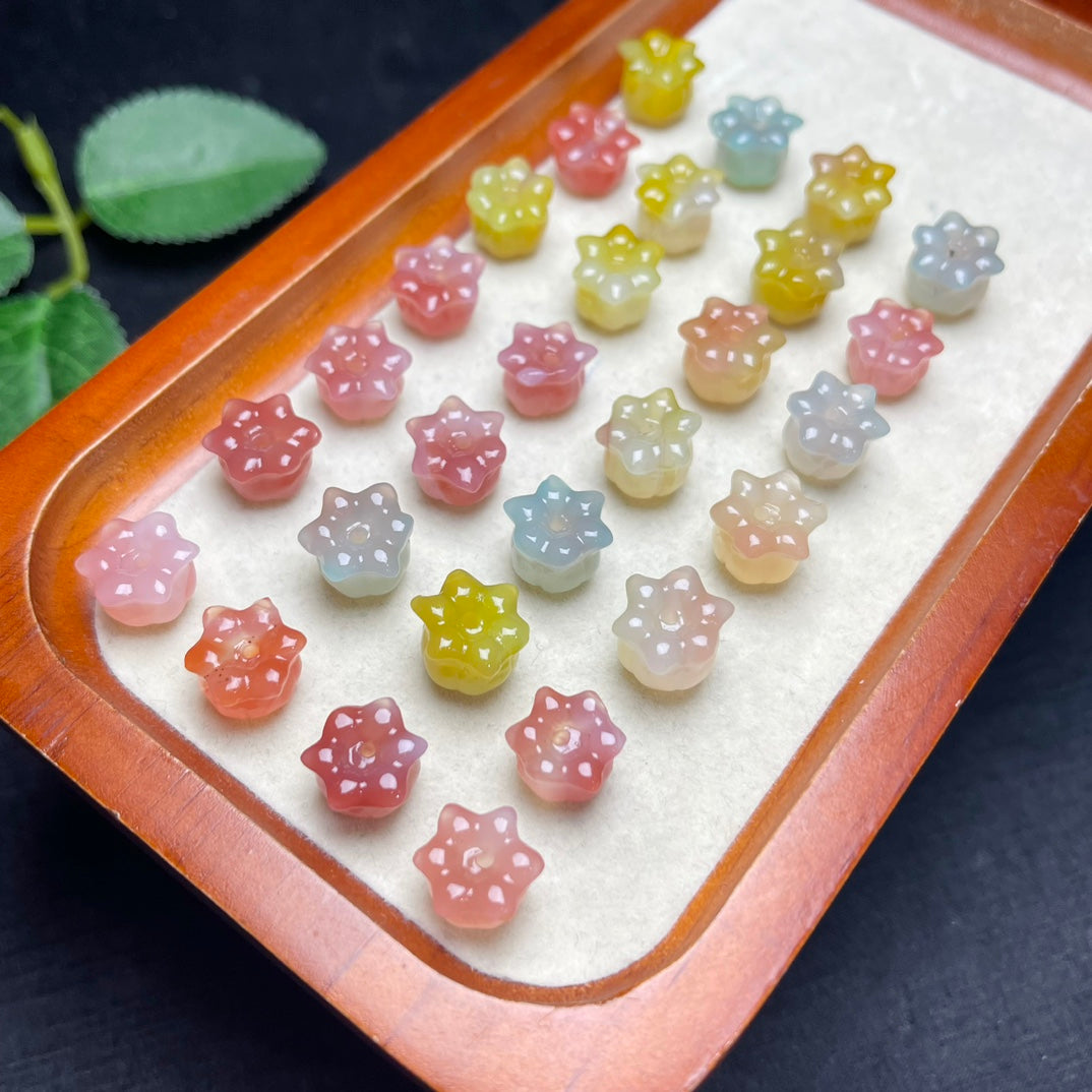 Natural Yanyuan Agate Flower Jewelry Charms