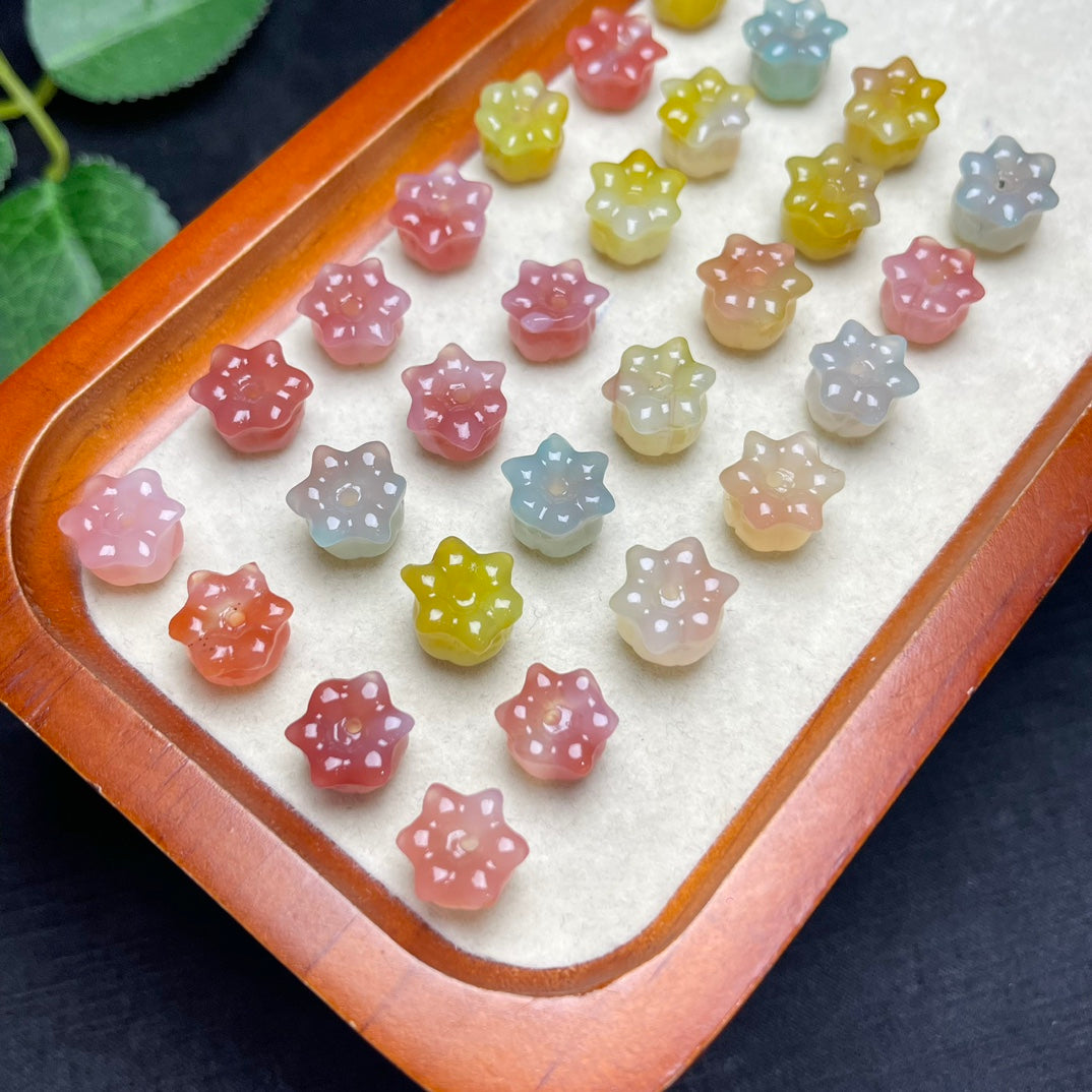 Natural Yanyuan Agate Flower Jewelry Charms