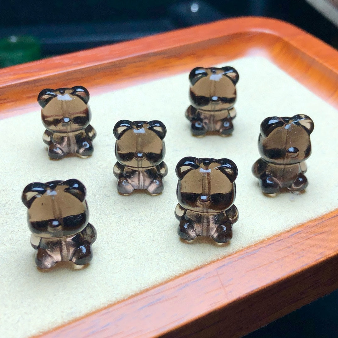 Natural Icy Obsidian Bear Beads