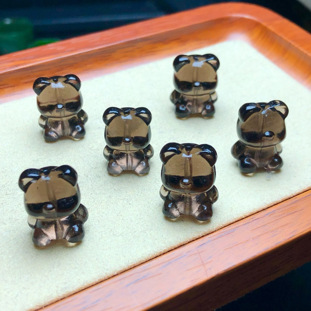 Natural Icy Obsidian Bear Beads
