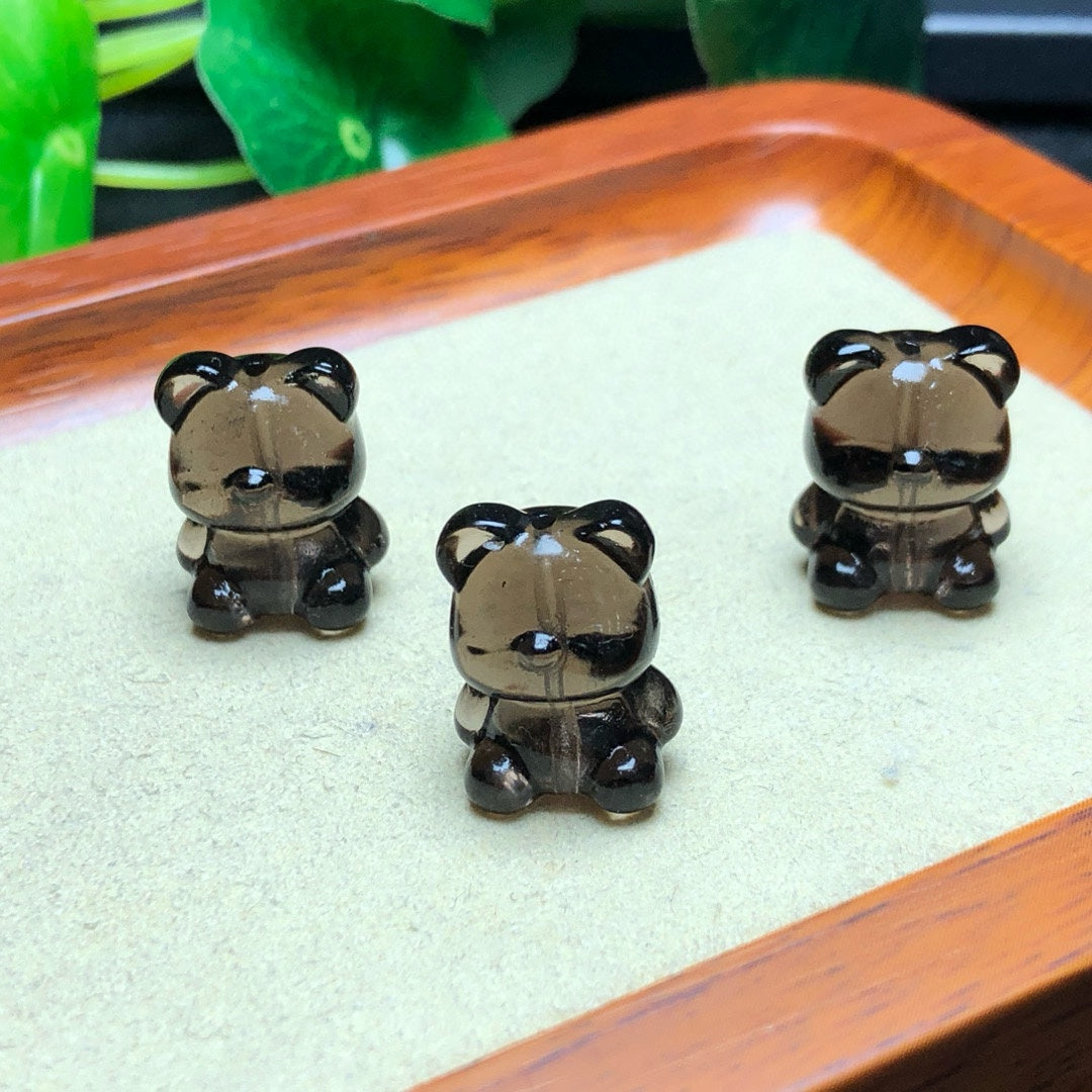 Natural Icy Obsidian Bear Beads