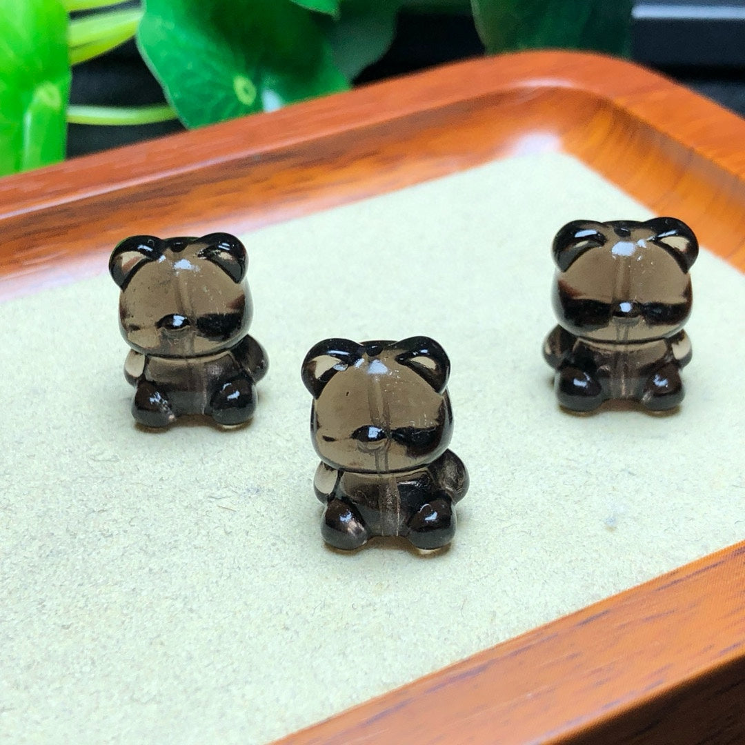 Natural Icy Obsidian Bear Beads