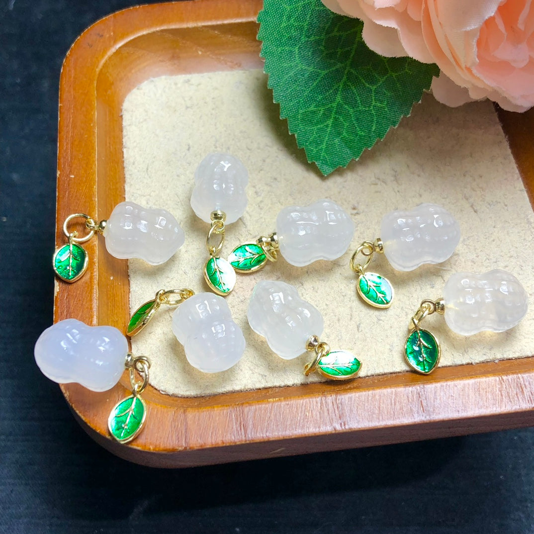 Natural White Agate Peanut Jewelry Charms