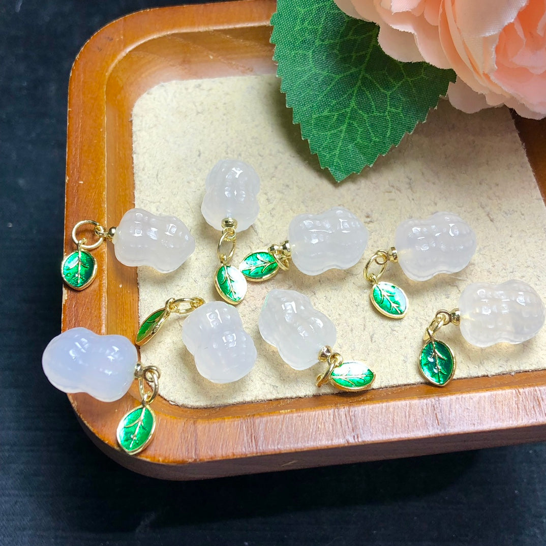 Natural White Agate Peanut Jewelry Charms
