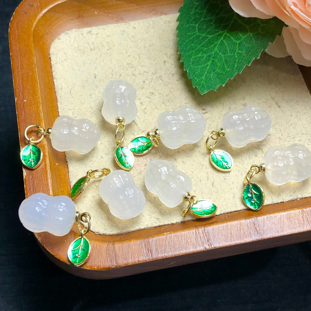 Natural White Agate Peanut Jewelry Charms