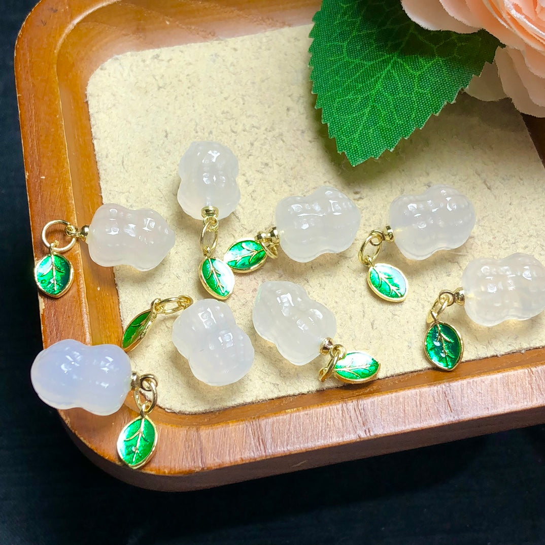 Natural White Agate Peanut Jewelry Charms
