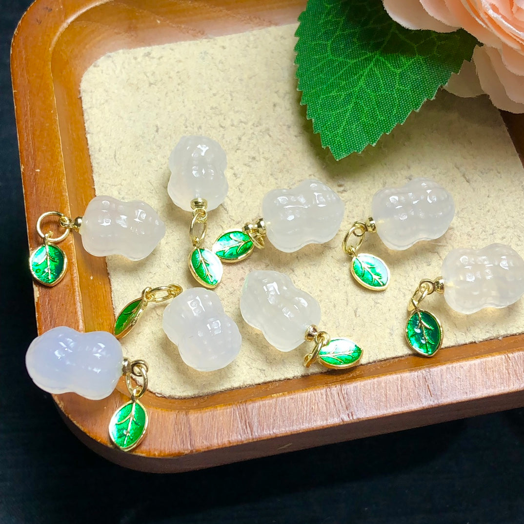 Natural White Agate Peanut Jewelry Charms