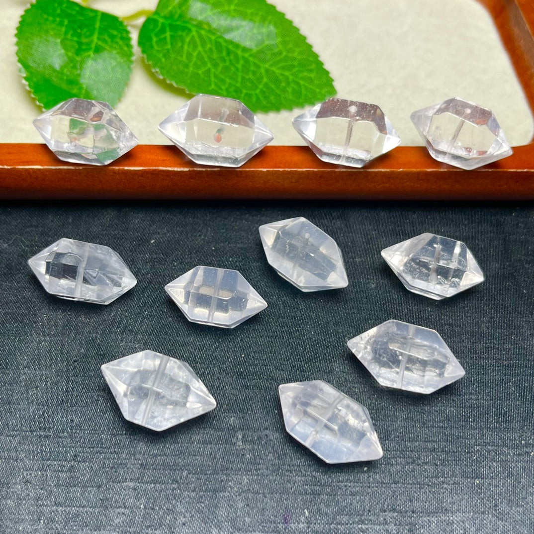 Natural Clear Quartz Double Points Beads