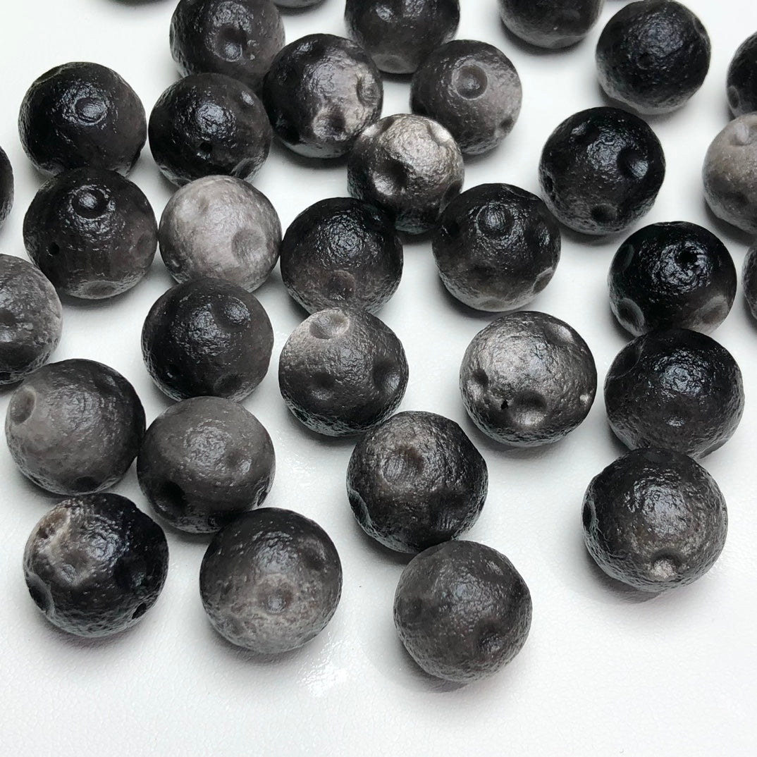 Silver Sheen Obsidian Moon Sphere Beads
