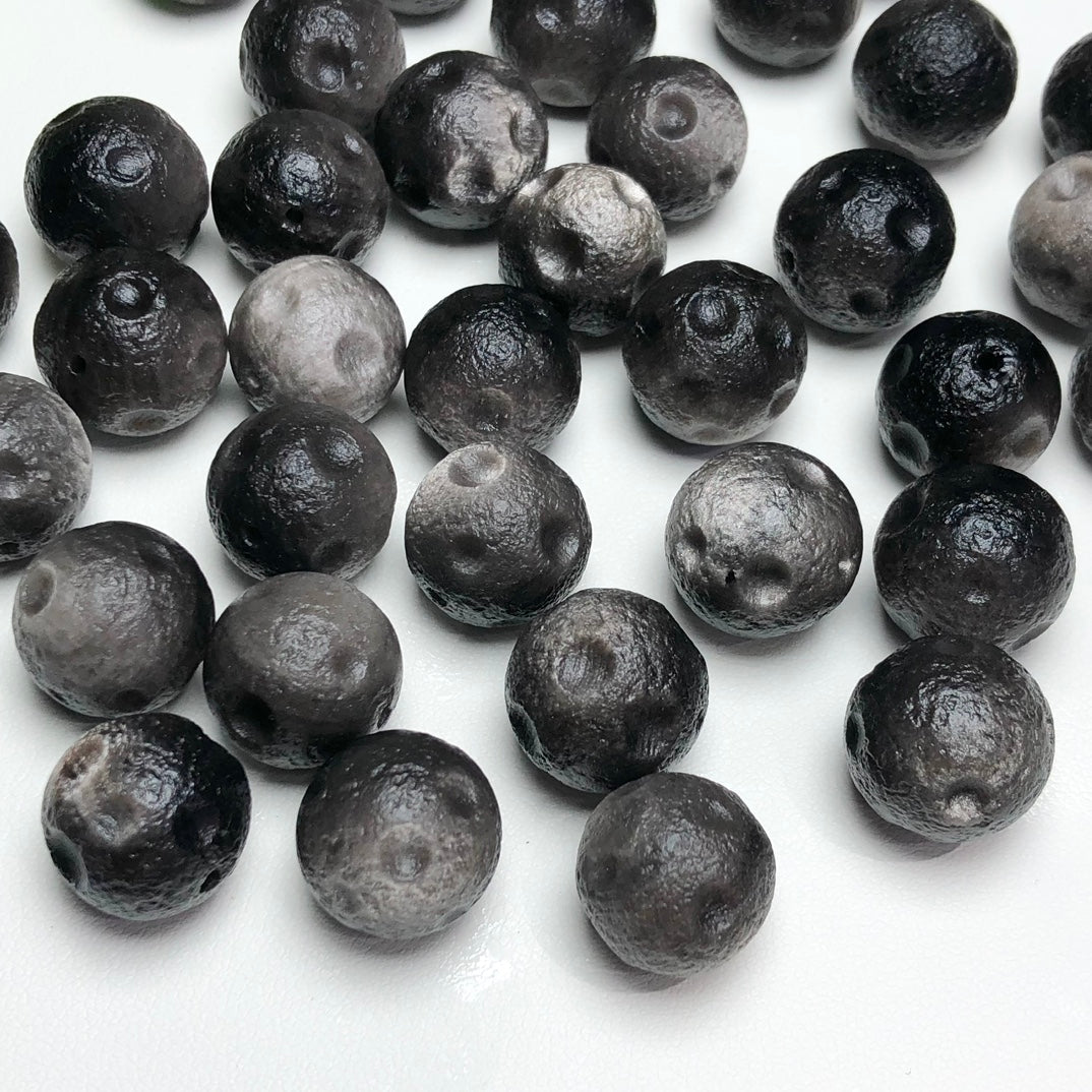 Silver Sheen Obsidian Moon Sphere Beads