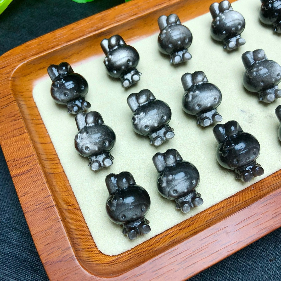Natural Silver Sheen Obsidian Melody Sanrio Beads