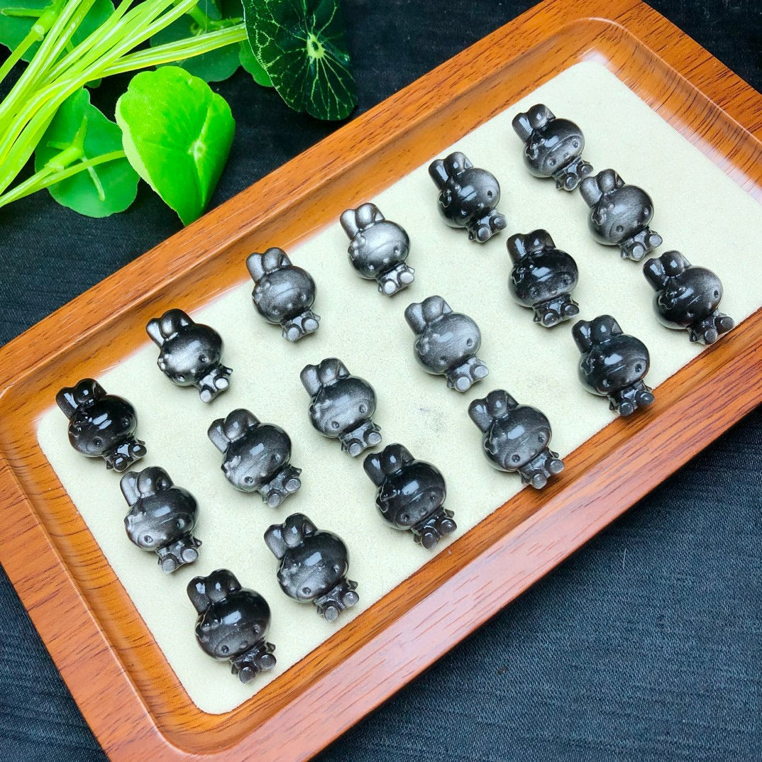 Natural Silver Sheen Obsidian Melody Sanrio Beads