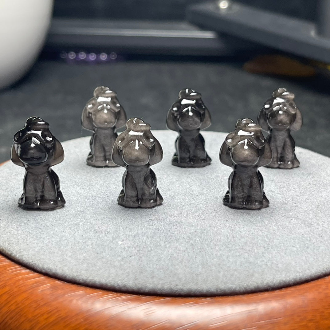 Natural Silver Sheen Obsidian Pilot Dog Beads