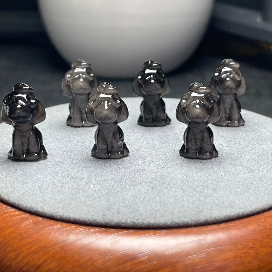 Natural Silver Sheen Obsidian Pilot Dog Beads