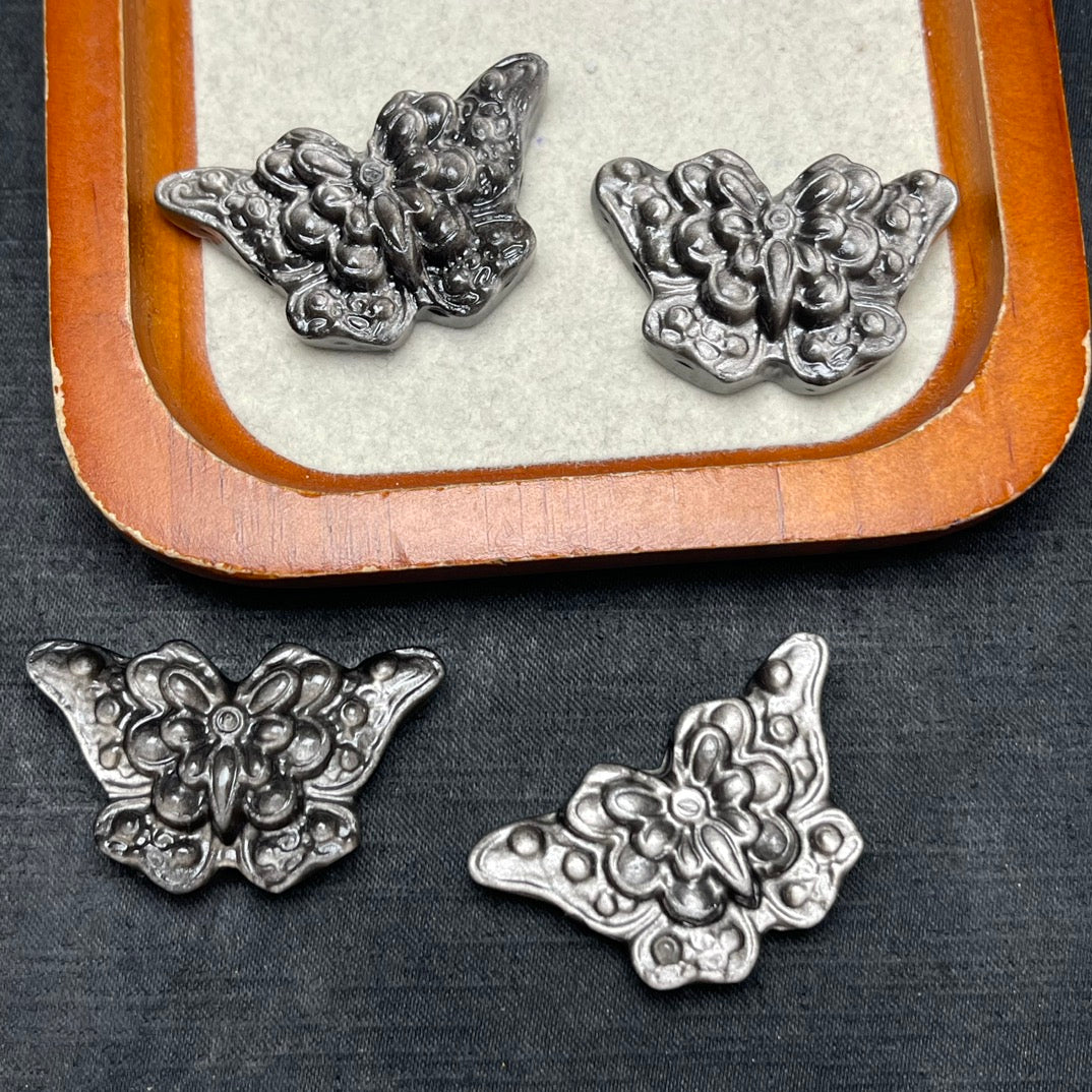 Natural Silver Sheen Obsidian Butterfly Beads