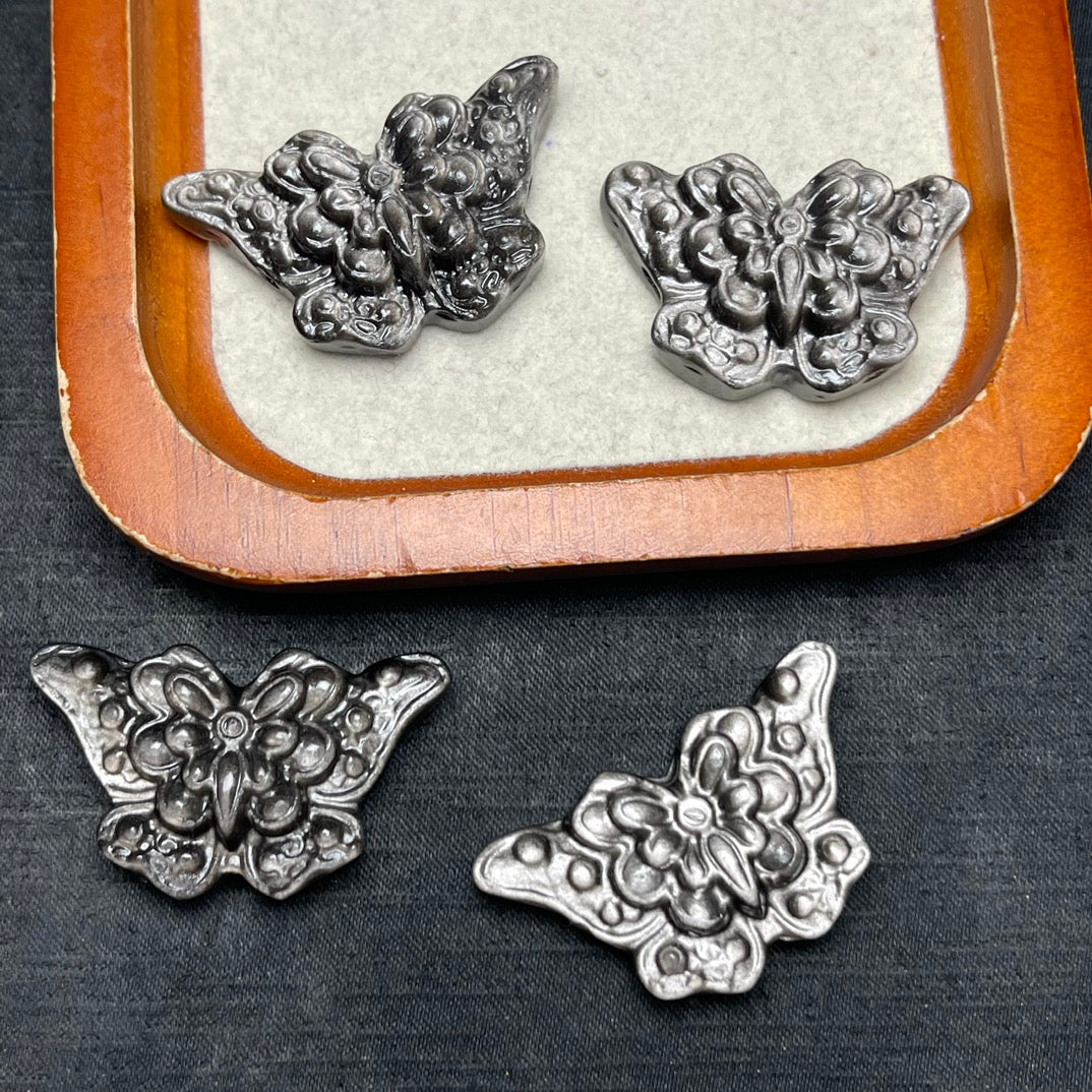 Natural Silver Sheen Obsidian Butterfly Beads
