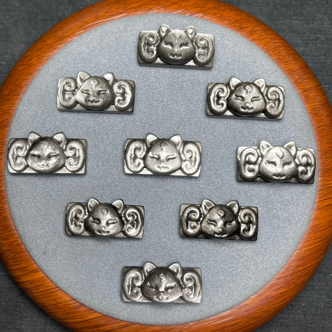 Natural Silver Sheen Obsidian Fox Head Beads