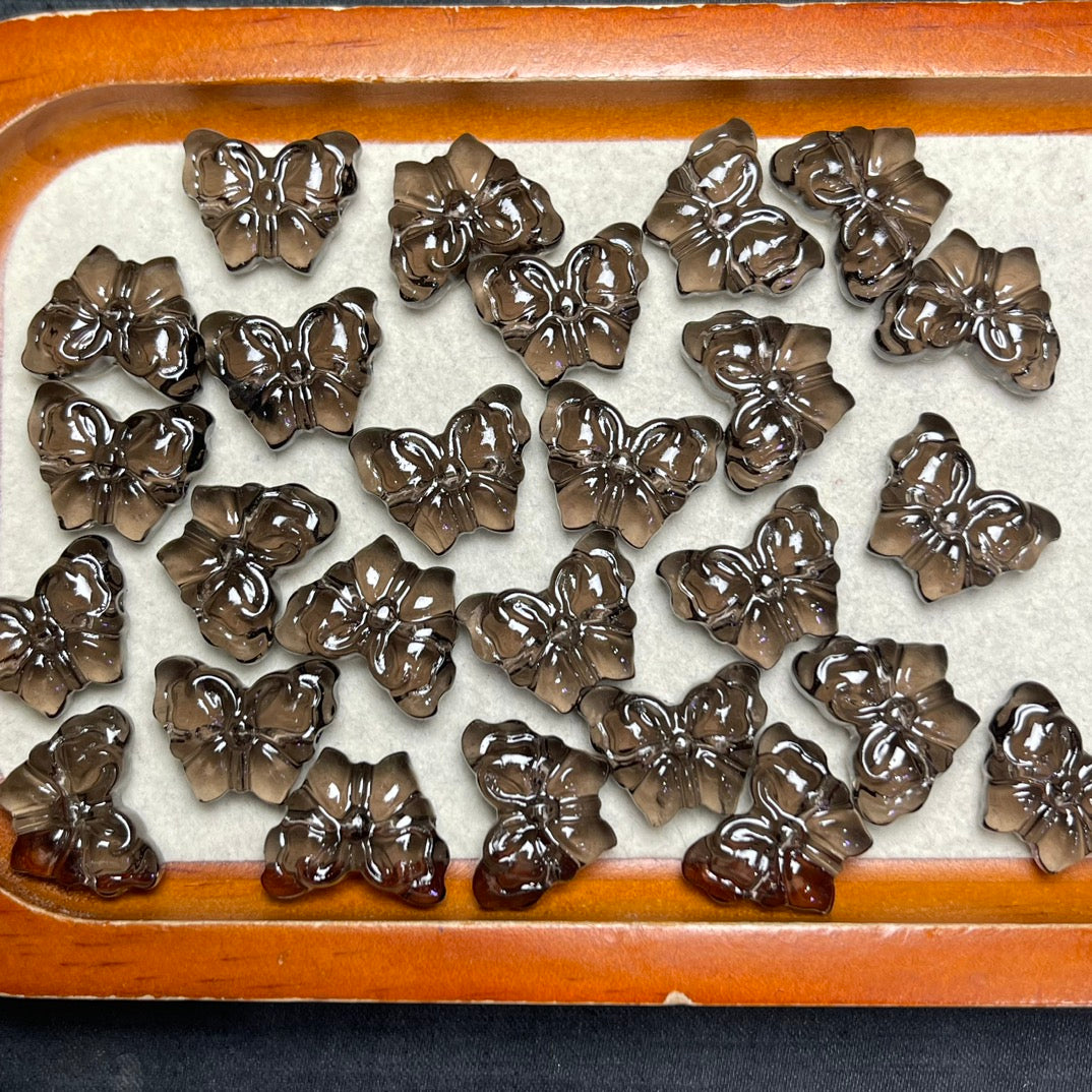 Natural Icy Obsidian Butterfly Beads