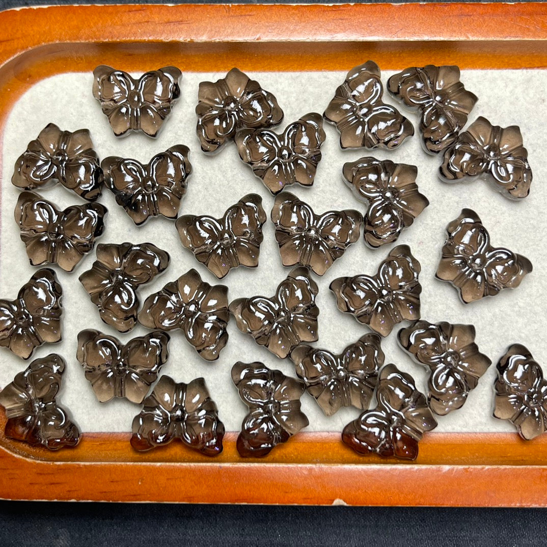 Natural Icy Obsidian Butterfly Beads