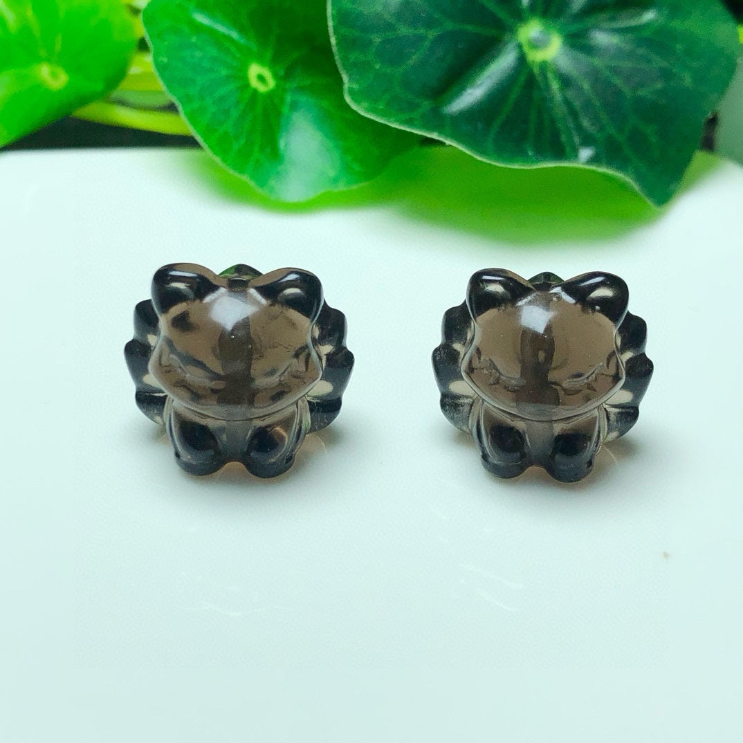Natural Icy Obsidian Nine Tail Fox Beads