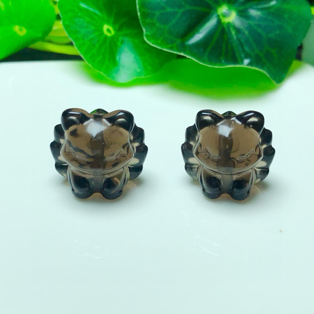 Natural Icy Obsidian Nine Tail Fox Beads