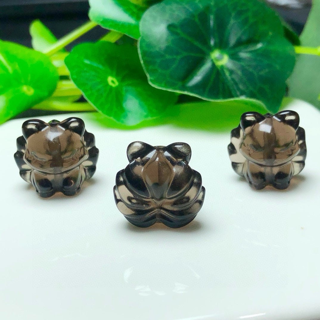 Natural Icy Obsidian Nine Tail Fox Beads