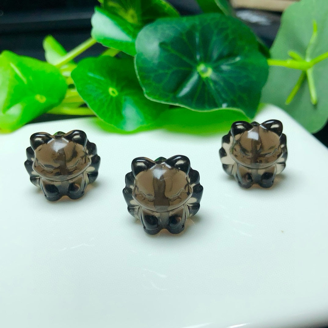 Natural Icy Obsidian Nine Tail Fox Beads