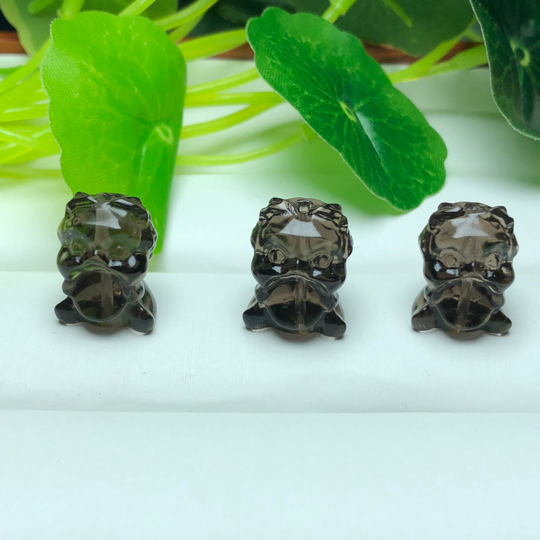 Natural Icy Obsidian Money Lion Beads