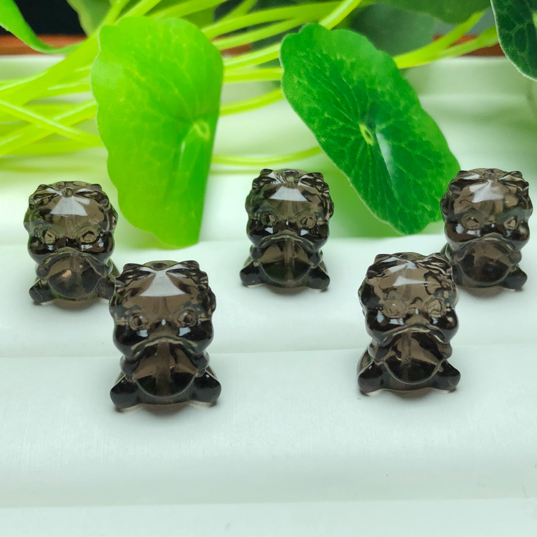 Natural Icy Obsidian Money Lion Beads