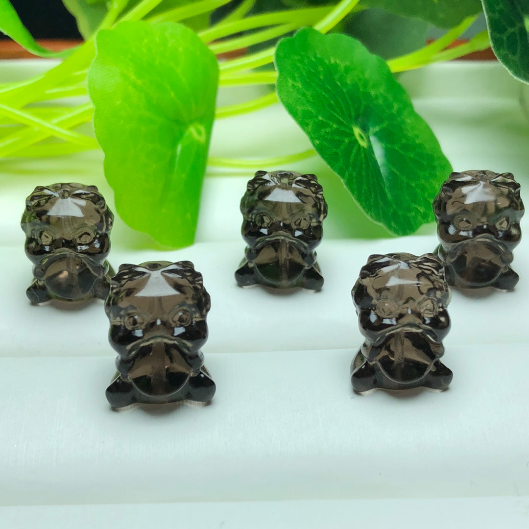 Natural Icy Obsidian Money Lion Beads