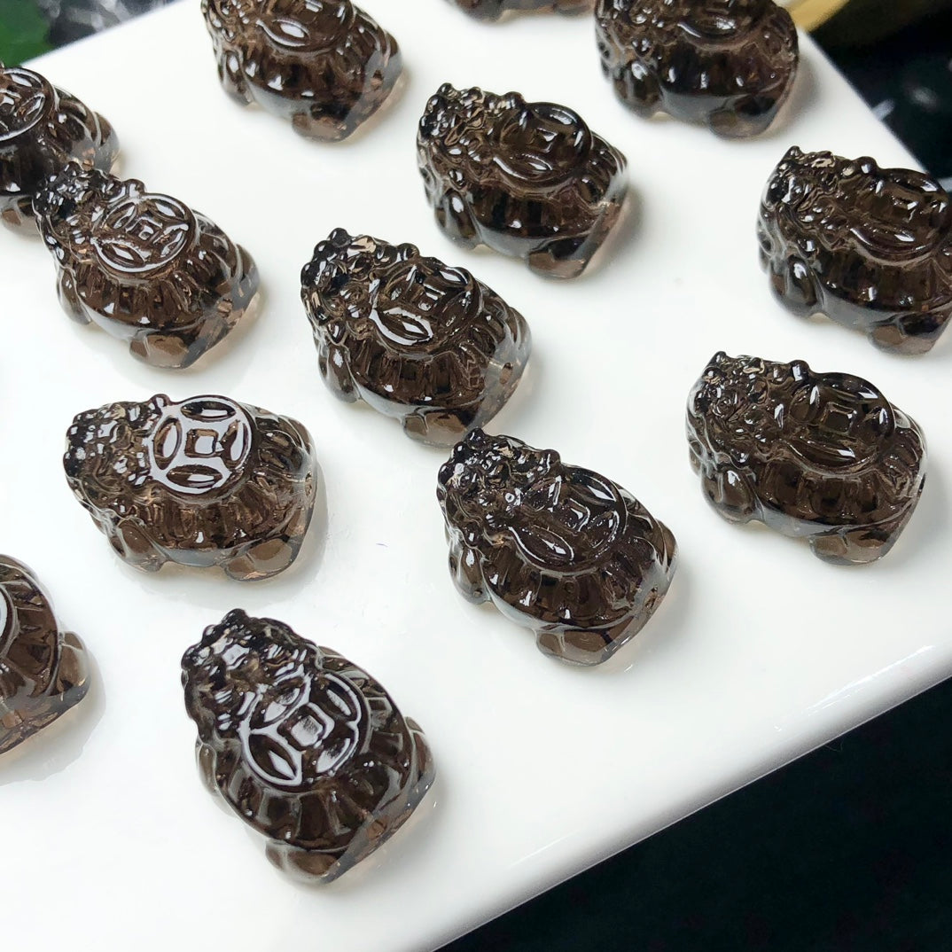 Natural Icy Obsidian Dragon Turtle Beads