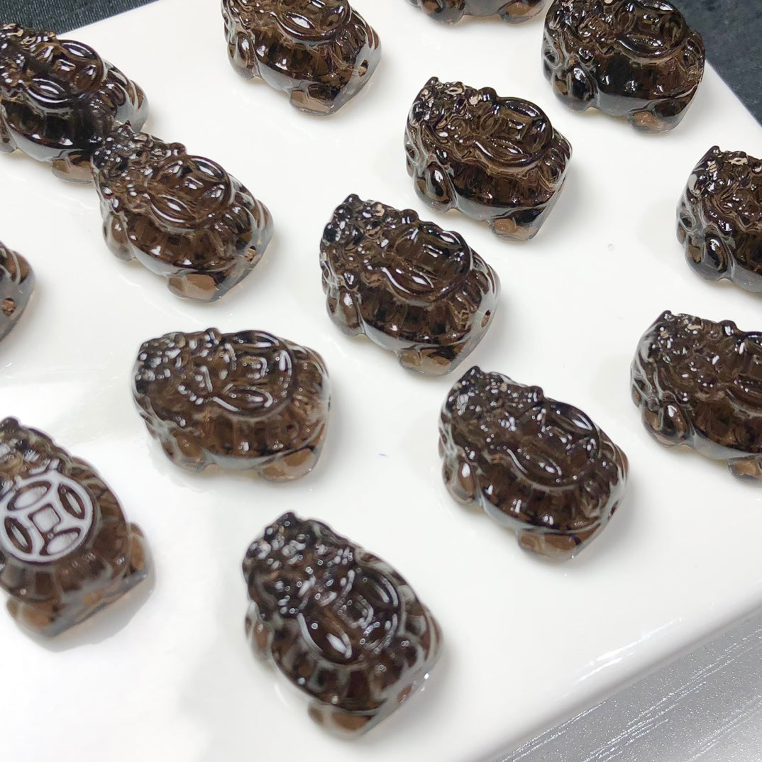 Natural Icy Obsidian Dragon Turtle Beads