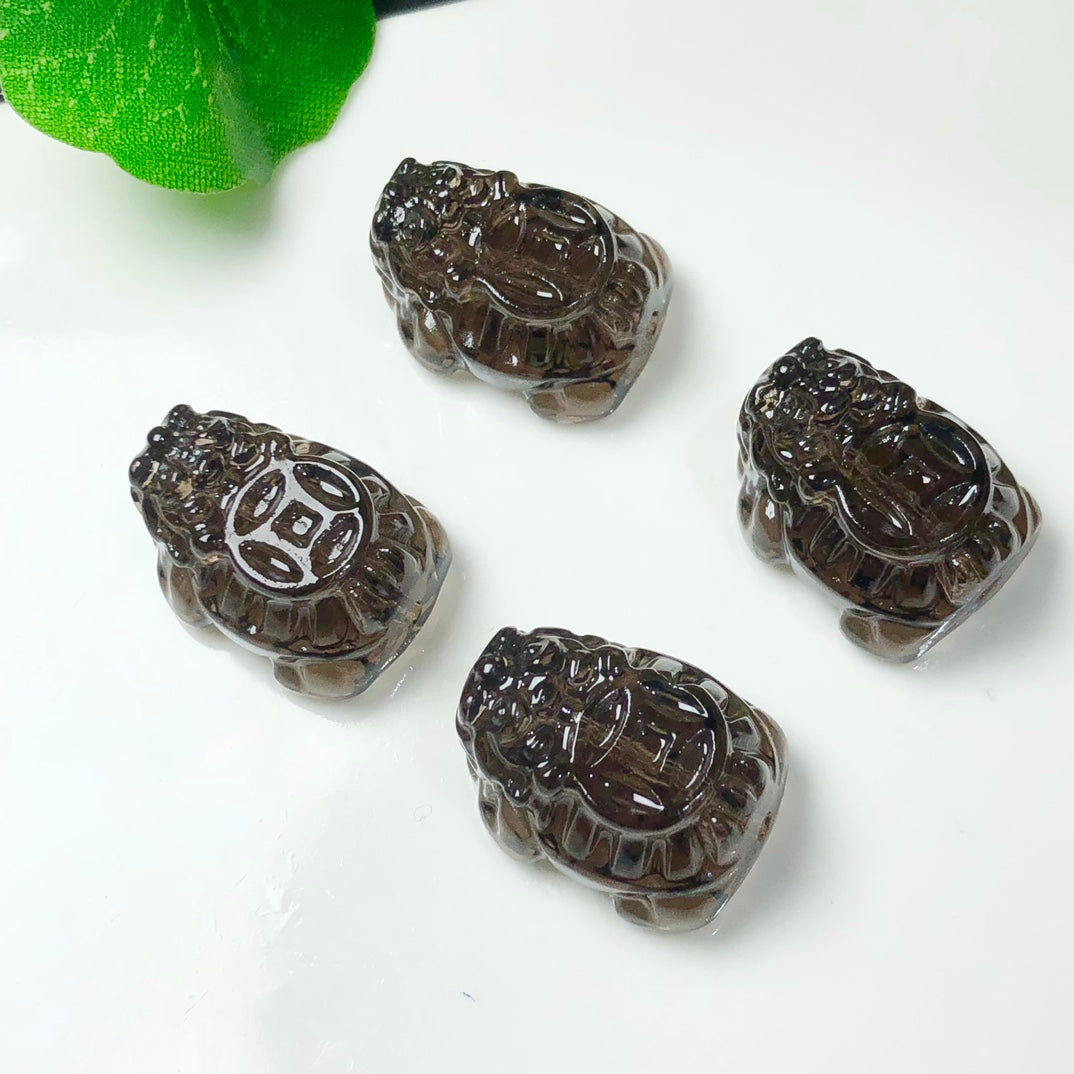 Natural Icy Obsidian Dragon Turtle Beads