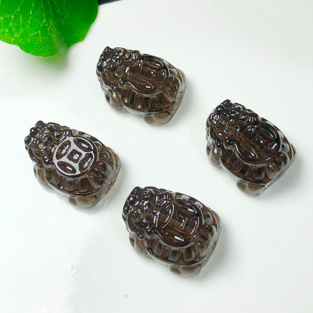 Natural Icy Obsidian Dragon Turtle Beads