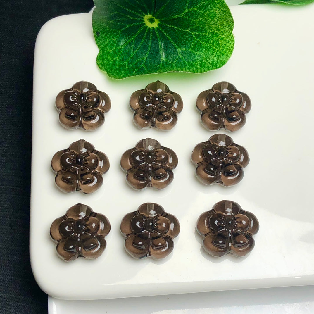 Natural Icy Obsidian Flower with Bow Beads