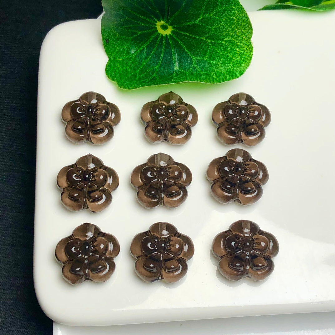 Natural Icy Obsidian Flower with Bow Beads