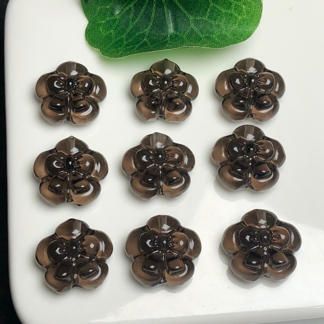 Natural Icy Obsidian Flower with Bow Beads