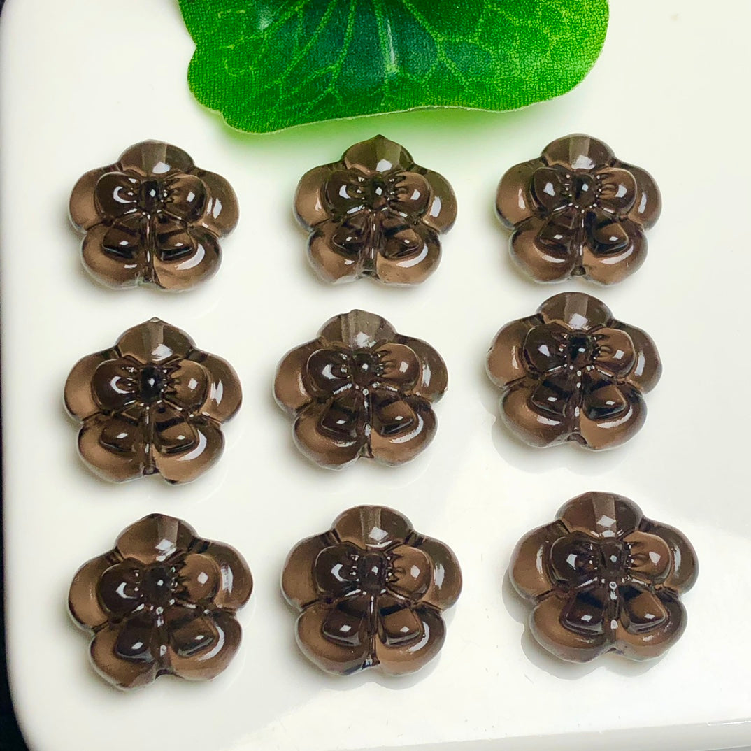 Natural Icy Obsidian Flower with Bow Beads