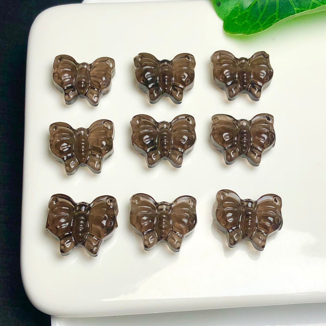 Natural Icy Obsidian Butterfly Beads