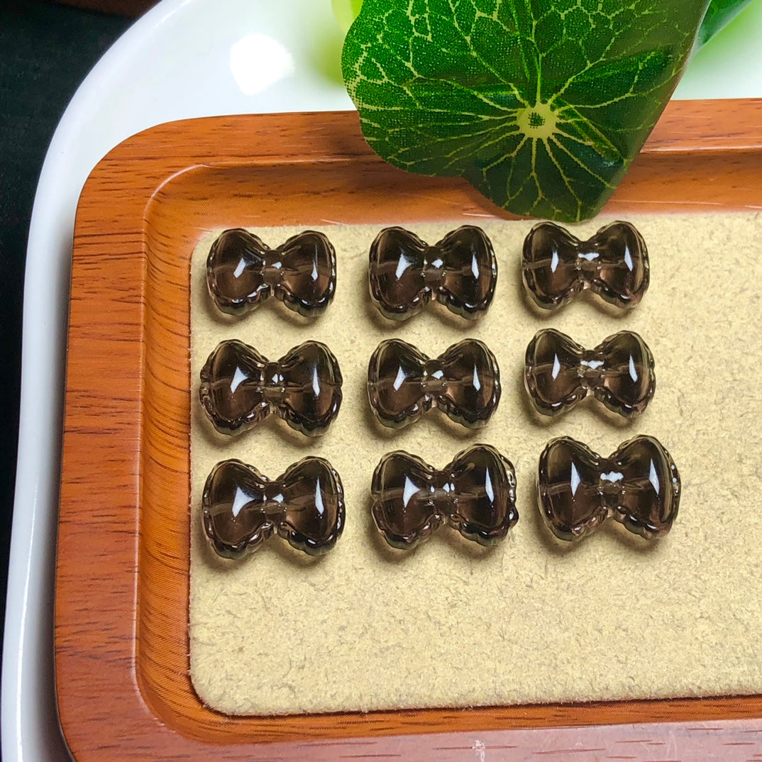 Natural Icy Obsidian Bowtie Beads