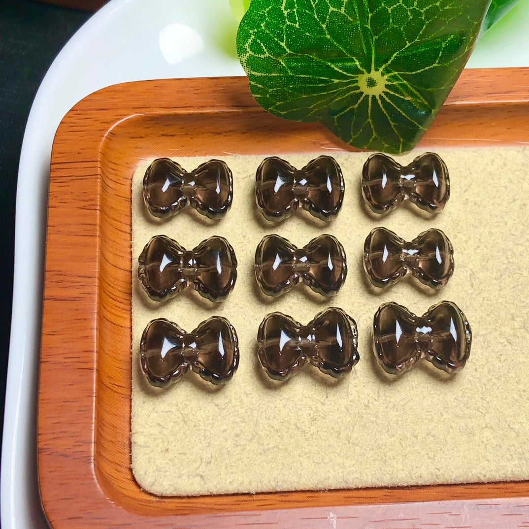Natural Icy Obsidian Bowtie Beads