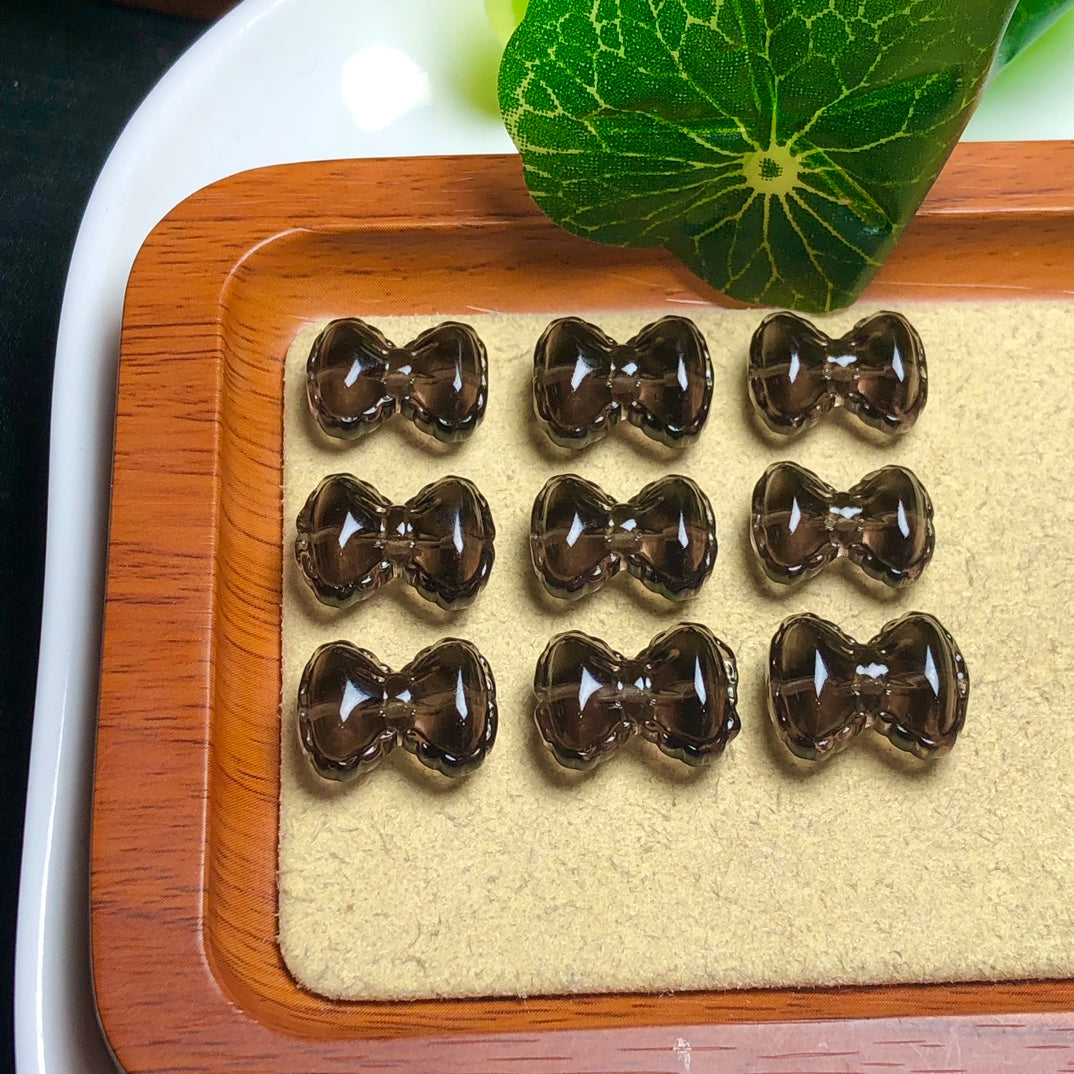 Natural Icy Obsidian Bowtie Beads