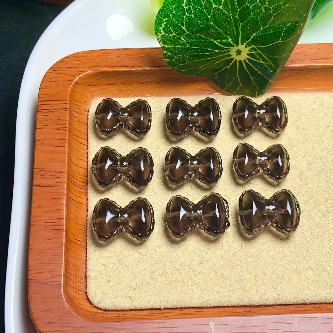 Natural Icy Obsidian Bowtie Beads
