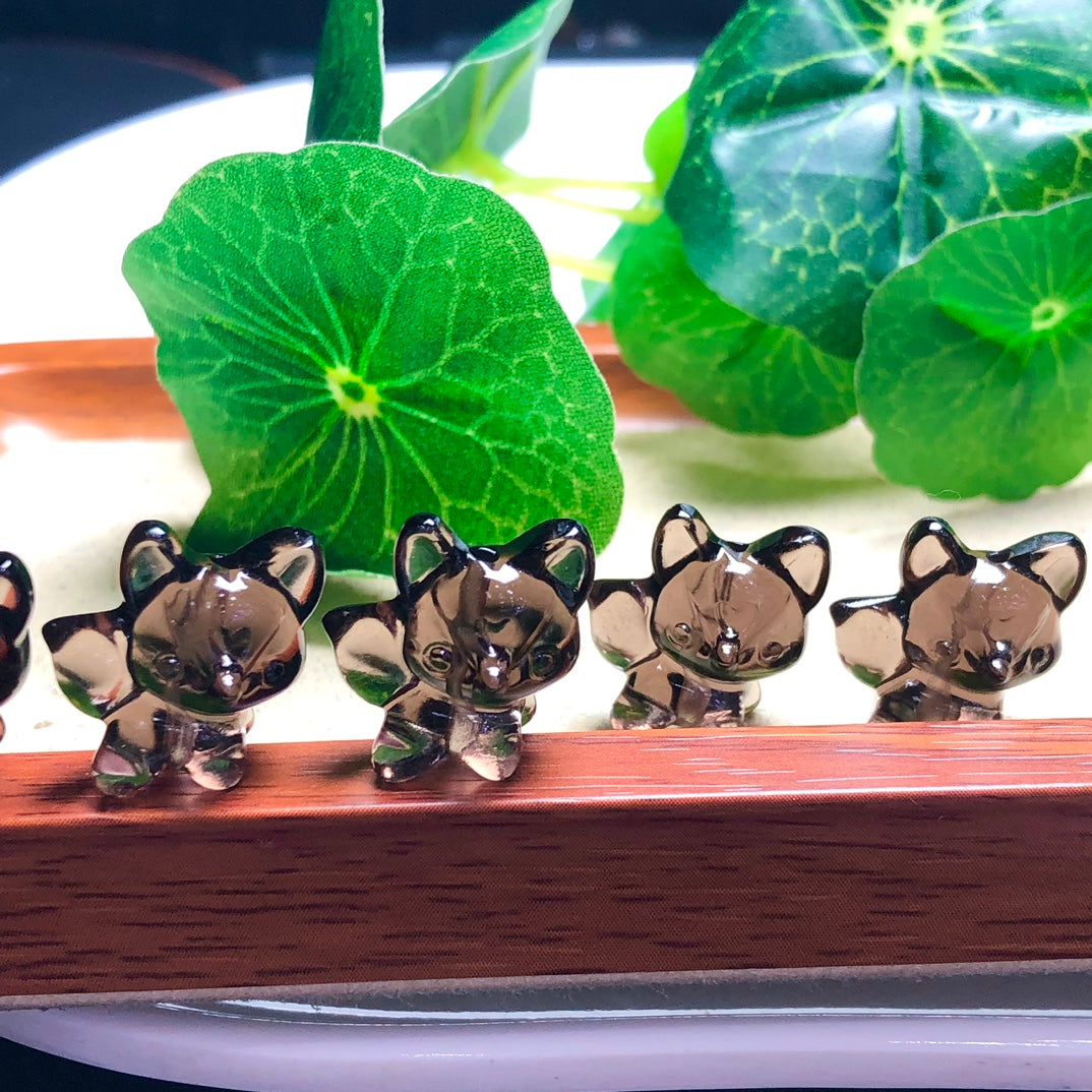 Natural Icy Obsidian Fox Beads